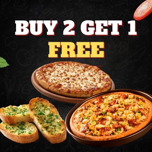 Buy 2 any Regular Pizza & Get 1 Cheese Garlic Bread Free